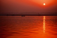 Sunset over the Ganges River in Varanasi, India Fine Art Print