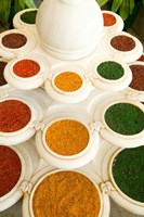 Bowls of Spices from Above, Agra, India Fine Art Print