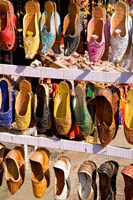 Shoes For Sale in Downtown Center of the Pink City, Jaipur, Rajasthan, India Fine Art Print