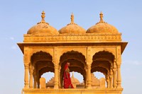 Native woman, Tombs of the Concubines, Jaiselmer, Rajasthan, India Fine Art Print