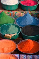 Selling Holy Color Powder at the Market, Puri, Orissa, India Fine Art Print