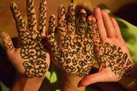 Woman's Palm Decorated in Henna, Jaipur, Rajasthan, India Fine Art Print
