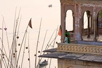 Daily Life Along The Ganges River, Varanasi, India Fine Art Print