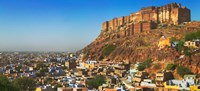 Cityscape of the Blue City with Meherangarh, Majestic Fort, Jodhpur, Rajasthan, India Fine Art Print