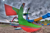 Outrigger boats, called jukungs, on beach, Bali, Indonesia Fine Art Print