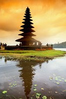 Religious Ulur Danu Temple in Lake Bratan, Bali, Indonesia Fine Art Print