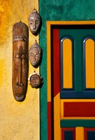Decorated Door with Handcrafted Masks in Ubud, Bali, Indonesia Fine Art Print
