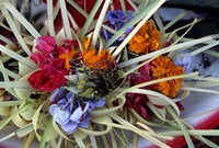 Flowers and Palm Ornaments, Offerings for Hindu Gods at Temple Ceremonies, Bali, Indonesia Fine Art Print