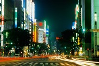 Expensive Shopping District with Night Traffic, Ginza Area, Tokyo, Japan Fine Art Print