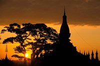 Asia, Laos, Vientiane That Luang Temple, sunrise Fine Art Print