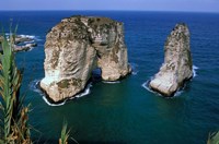 Asia, Lebanon, Beirut, Coastal Pigeon Rocks Fine Art Print