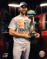 Madison Bumgarner with the MVP Trophy Game 7 of the 2014 World Series Fine Art Print