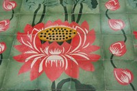 Detail of temple lotus flower tile floor, Island of Penang, Malaysia Fine Art Print