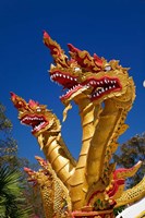 Trio of dragon heads, Wat Phra That Doi Suthep Rajvoravihara, Chiang Mai, Thailand Fine Art Print