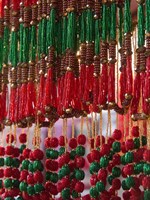 Beads hang in a store in Kathmandu, Nepal. Fine Art Print