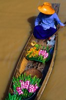 Floating Market at Damnernsaduak near Bangkok Thailand (MR) Fine Art Print