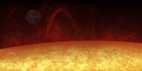 Artist's concept of a Hot Jupiter orbiting a star named 51 Pegasi Fine Art Print