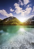 Sunset at Lake Braies and Dolomite Alps, Northern Italy Fine Art Print