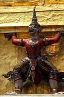 Thai Guardians and Detail of the Grand Palace, Bangkok, Thailand Fine Art Print