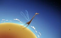 Giraffe Learning to Fly Fine Art Print