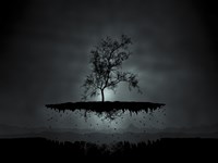 Flying Tree ( digitally generated - black) Fine Art Print