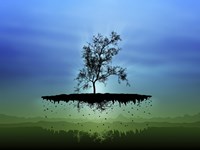 Flying Tree ( digitally generated - blue) Fine Art Print