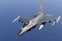 Dutch F-16AM Over the Mediterranean Sea (top view) Fine Art Print