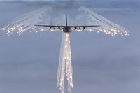 MC-130H Combat Talon Dropping Flares Fine Art Print