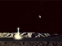 Moonship Lifts Off from the Lunar Hills Fine Art Print