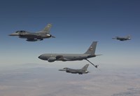 Three F-16's Join Up with a KC-135 over Arizona Fine Art Print