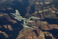 Two F-16's fly in Formation over the Grand Canyon, Arizona Fine Art Print