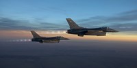 Two F-16's over Arizona before sunset Fine Art Print