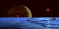 Jupiter and its Moon Lo as Seen from the Surface of Jupiter's Moon Europa Fine Art Print