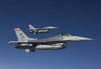 Two F-16's in a Blue Sky Fine Art Print