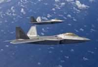 Two F-22 Raptors During a Training Mission Fine Art Print