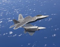 Two F-22 Raptors Maneuver over Japan Fine Art Print