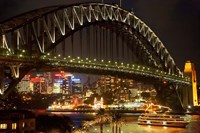 Australia, NSW, Sydney Harbour Bridge, Tour Boat at Night by David Wall - various sizes