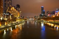 Australia, Victoria, Melbourne, Yarra River, City Skyline Fine Art Print
