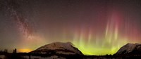 Red Aurora Borealis and Milky Way over Carcross Desert, Canada Fine Art Print