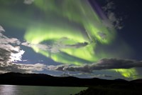 Aurora borealis over Fish Lake, Yukon, Canada Fine Art Print
