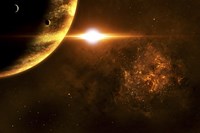 Star Going Critical Illuminates a Nearby Planet Fine Art Print