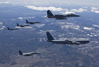 Five F-15 Eagles Refueling Fine Art Print