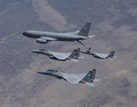 Three F-15 Eagles Refueling Fine Art Print