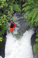 Kayak in Tutea's Falls, Okere River, New Zealand Fine Art Print