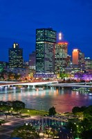 Australia, Queensland, Brisbane, City Skyline  at night by Walter Bibikow - various sizes