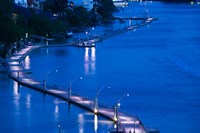 Evening View of a pontoon Bridge over Brisbane River, Brisbane, Queensland Fine Art Print