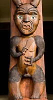 New Zealand, Waitakere Ranges, Pou guardian post Fine Art Print