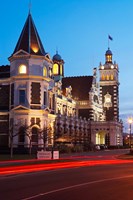 Historic Railway Station at Dusk, Dunedin, South Island, New Zealand Fine Art Print