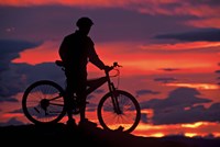 Mountain Biker and Sunset, Dunstan Mountains, Central Otago Fine Art Print