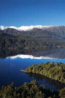 Kayakers, Lake Mapourika, South Island, New Zealand Fine Art Print